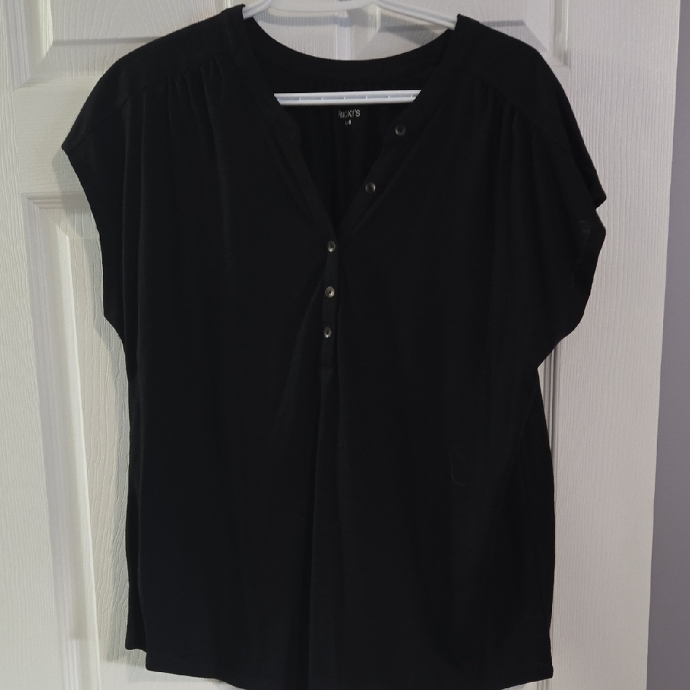 Ricki's Black Button-Detail Blouse